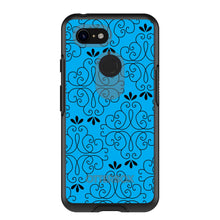 DistinctInk™ OtterBox Symmetry Series Case for Apple iPhone / Samsung Galaxy / Google Pixel - Blue Black Floral Pattern