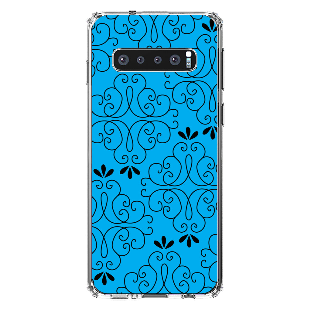 Blue Black Floral Pattern Clear Shockproof iPhone Case, view 17