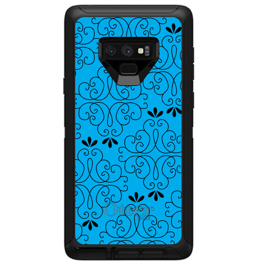 Blue Black Floral Pattern OtterBox Defender Case for iPhone & Galaxy, view 16