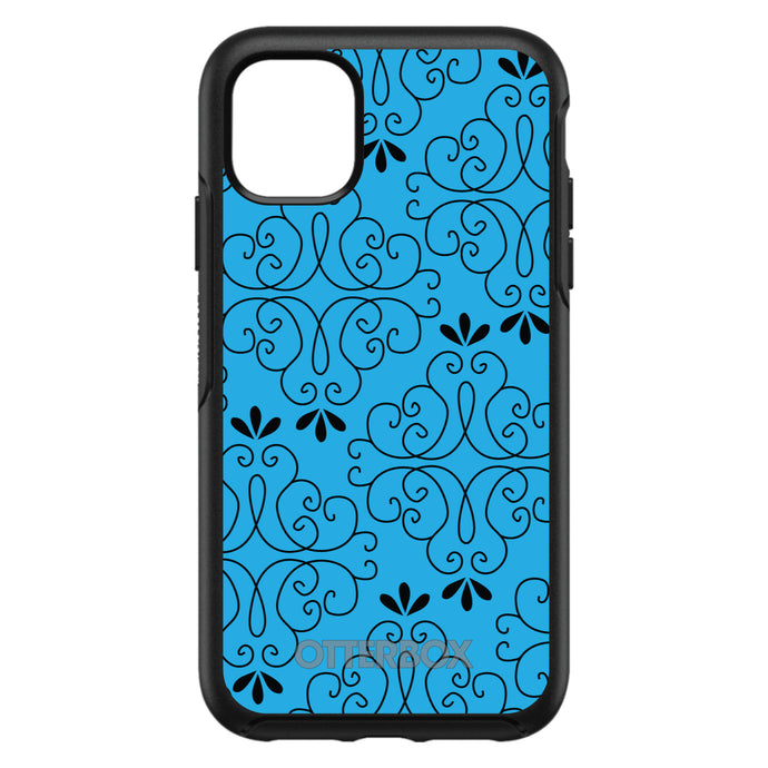 DistinctInk™ OtterBox Symmetry Series Case for Apple iPhone / Samsung Galaxy / Google Pixel - Blue Black Floral Pattern
