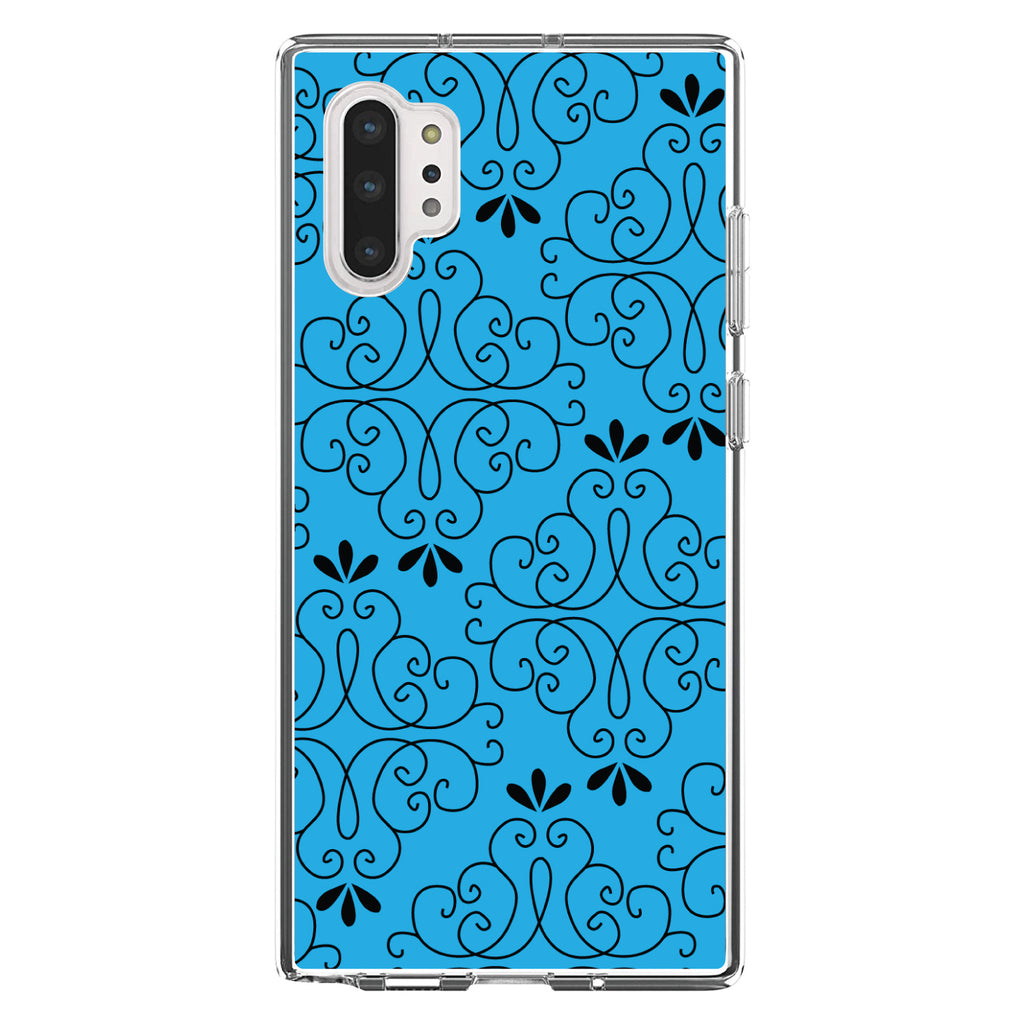 Blue Black Floral Pattern Clear Shockproof iPhone Case, view 10
