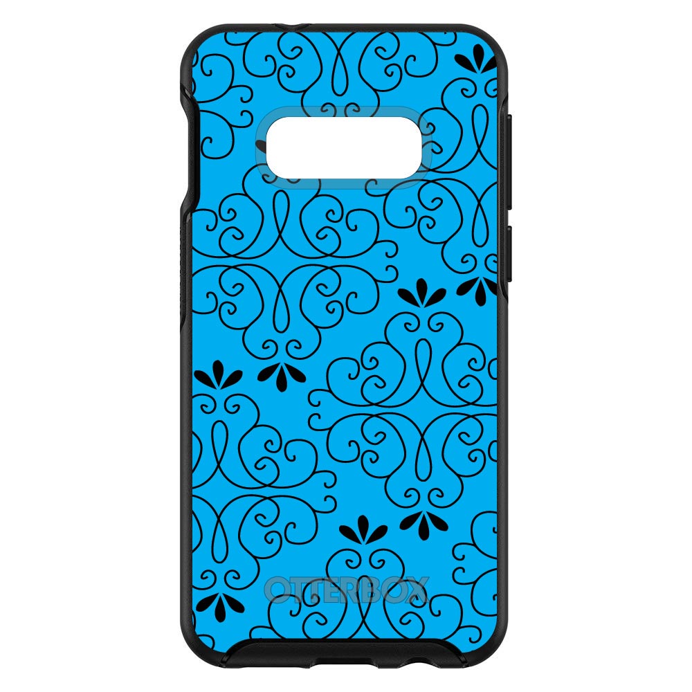 Blue Black Floral Pattern OtterBox Symmetry Case for iPhone & Galaxy, view 7