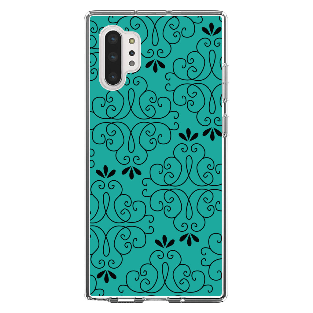 Coral Blue Black Floral Pattern Clear Shockproof iPhone Case, view 10