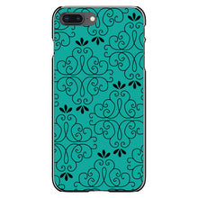 DistinctInk® Hard Plastic Snap-On Case for Apple iPhone or Samsung Galaxy - Coral Blue Black Floral Pattern