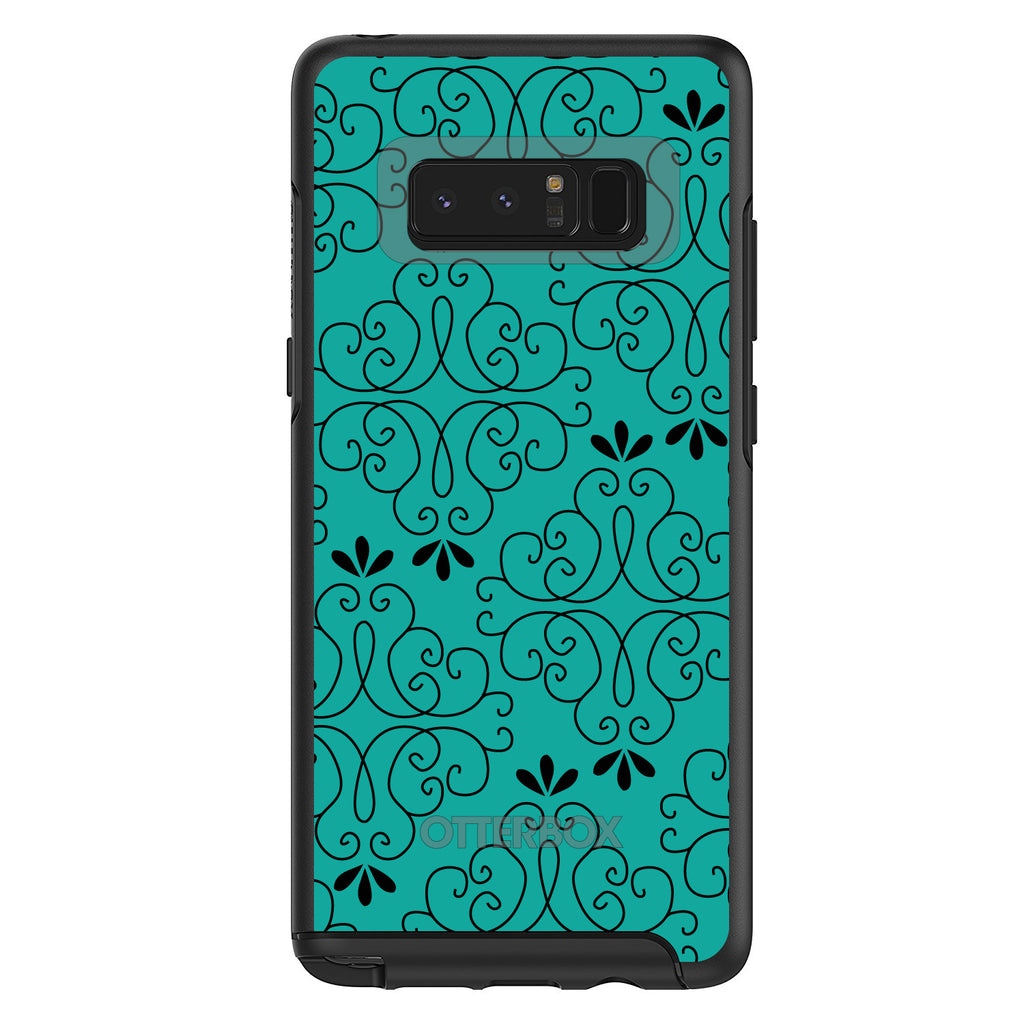 Coral Blue Black Floral Pattern OtterBox Symmetry Case for iPhone & Galaxy, view 14