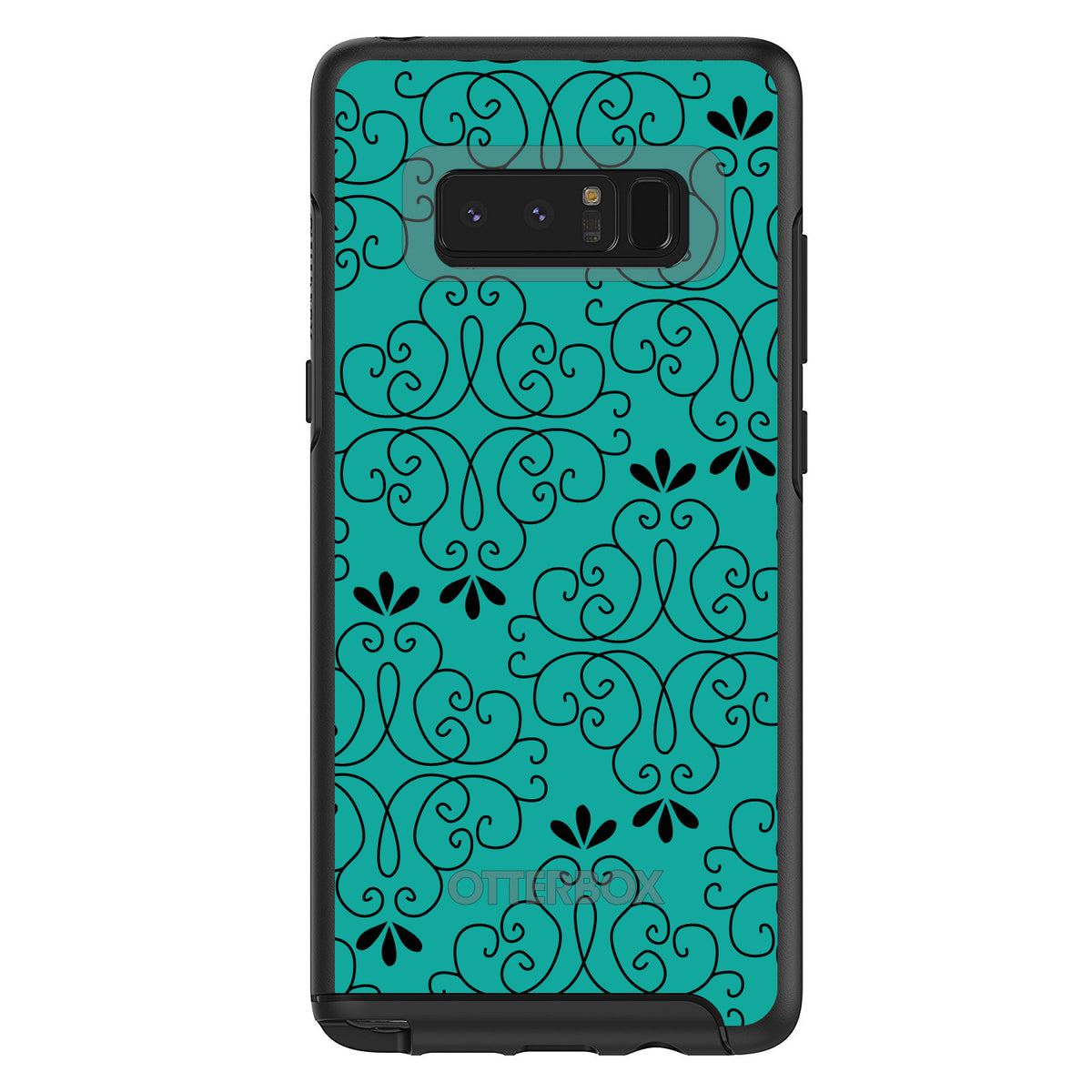 Coral Blue Black Floral Pattern OtterBox Symmetry Case for iPhone & Galaxy, view 14