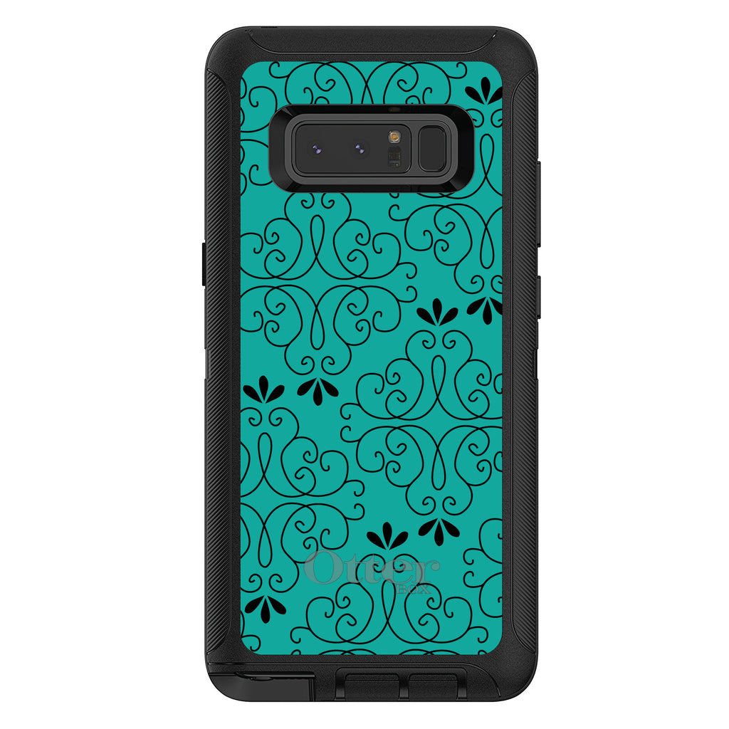 Coral Blue Black Floral Pattern OtterBox Defender Case for iPhone & Galaxy, view 17