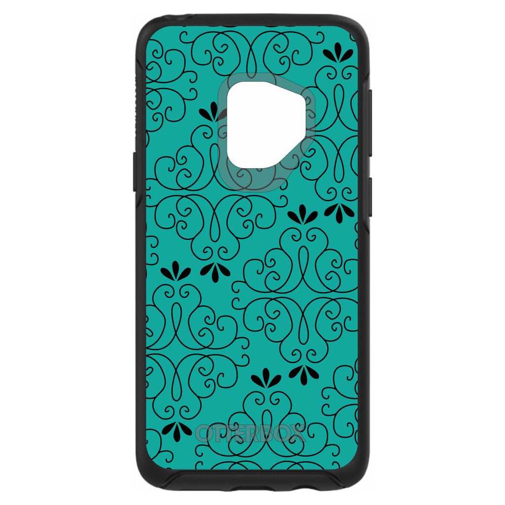 Coral Blue Black Floral Pattern OtterBox Symmetry Case for iPhone & Galaxy, view 8