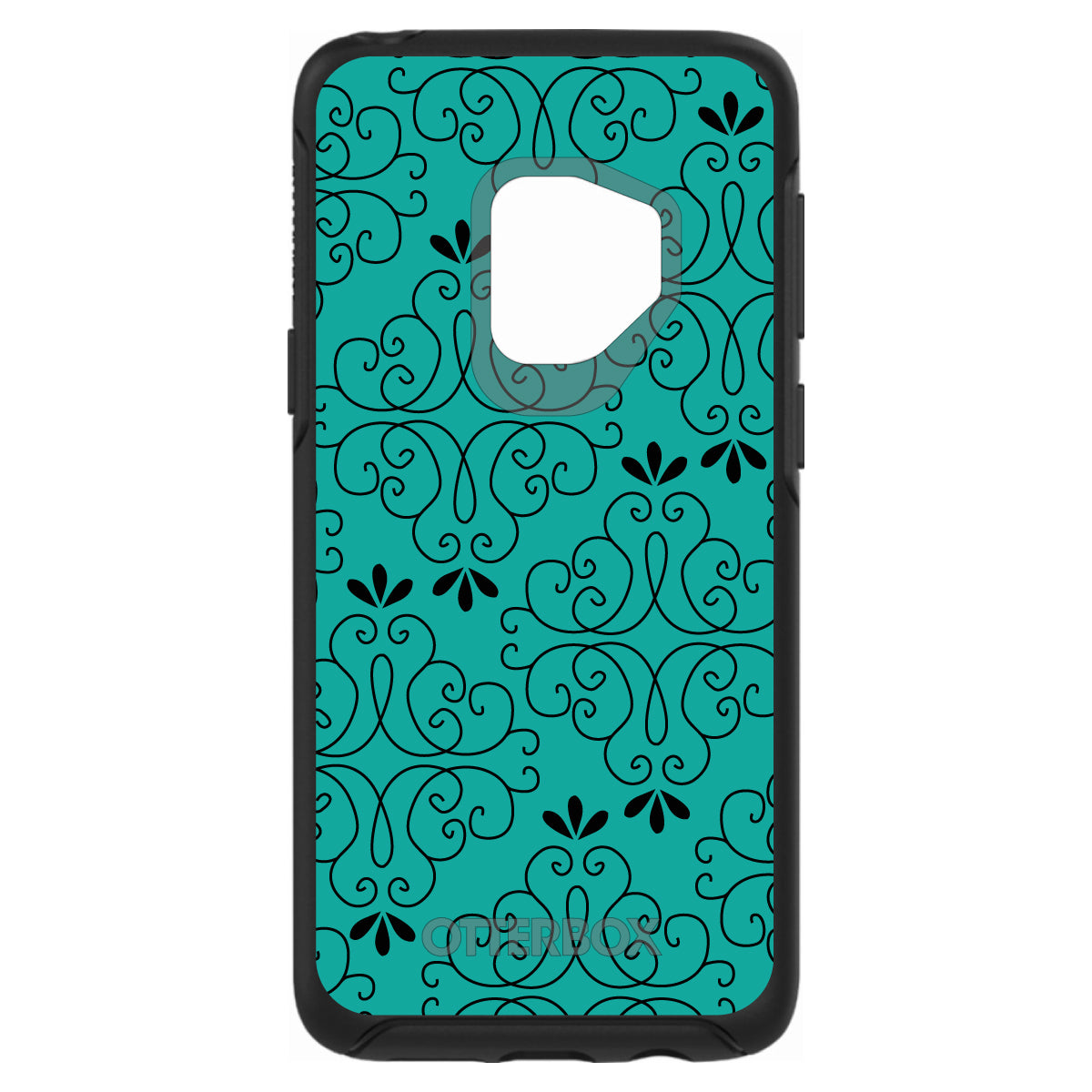 Coral Blue Black Floral Pattern OtterBox Symmetry Case for iPhone & Galaxy, view 8