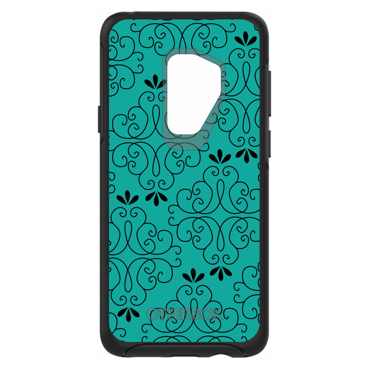 Coral Blue Black Floral Pattern OtterBox Symmetry Case for iPhone & Galaxy, view 9