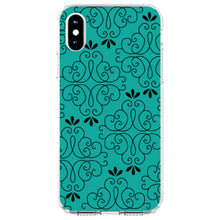 DistinctInk® Clear Shockproof Hybrid Case for Apple iPhone / Samsung Galaxy / Google Pixel - Coral Blue Black Floral Pattern