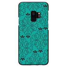DistinctInk® Hard Plastic Snap-On Case for Apple iPhone or Samsung Galaxy - Coral Blue Black Floral Pattern