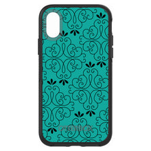DistinctInk™ OtterBox Symmetry Series Case for Apple iPhone / Samsung Galaxy / Google Pixel - Coral Blue Black Floral Pattern