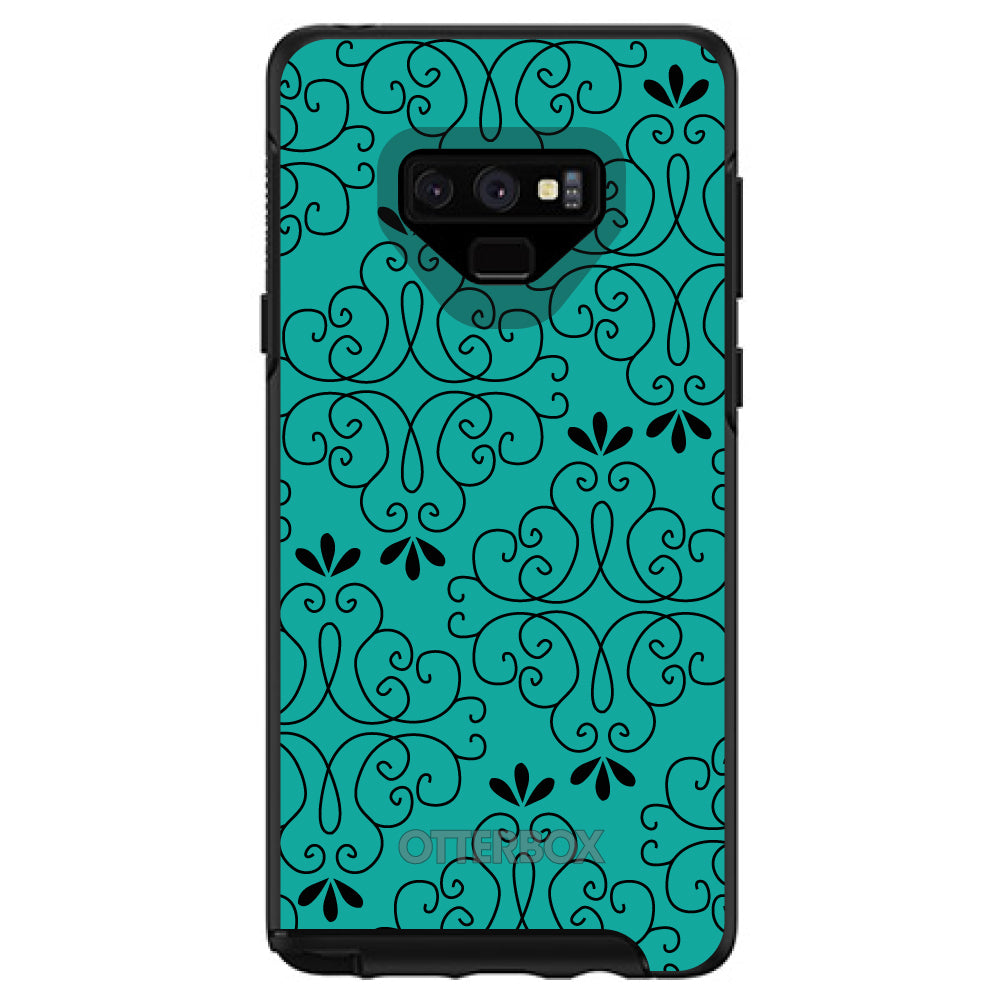 Coral Blue Black Floral Pattern OtterBox Symmetry Case for iPhone & Galaxy, view 13