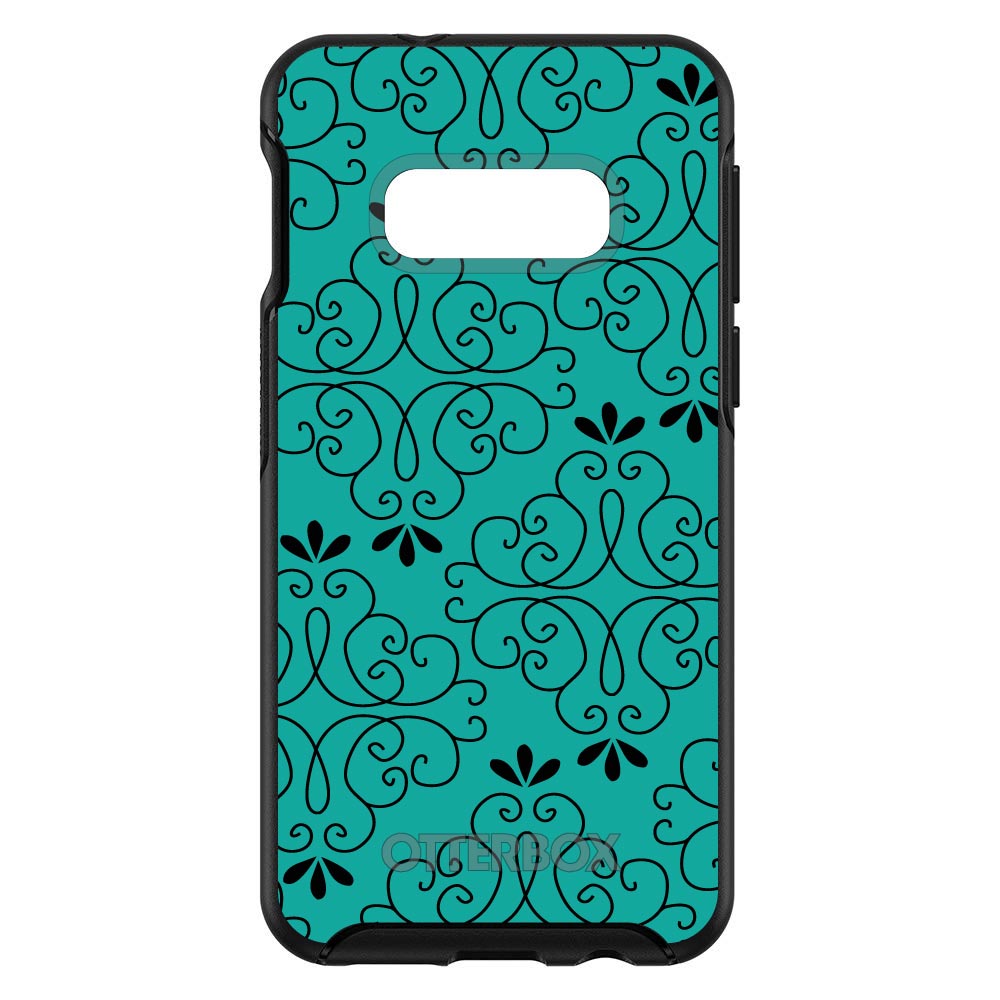 Coral Blue Black Floral Pattern OtterBox Symmetry Case for iPhone & Galaxy, view 7