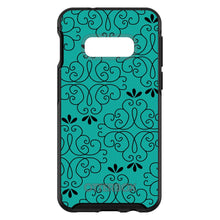 DistinctInk™ OtterBox Symmetry Series Case for Apple iPhone / Samsung Galaxy / Google Pixel - Coral Blue Black Floral Pattern