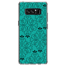 DistinctInk® Clear Shockproof Hybrid Case for Apple iPhone / Samsung Galaxy / Google Pixel - Coral Blue Black Floral Pattern