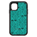 Coral Blue Black Floral Pattern OtterBox Defender Case for iPhone & Galaxy, view 2