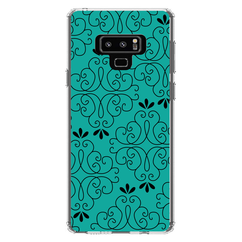 Coral Blue Black Floral Pattern Clear Shockproof iPhone Case, view 11