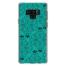 DistinctInk® Clear Shockproof Hybrid Case for Apple iPhone / Samsung Galaxy / Google Pixel - Coral Blue Black Floral Pattern