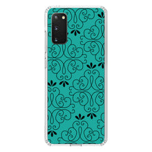 DistinctInk® Clear Shockproof Hybrid Case for Apple iPhone / Samsung Galaxy / Google Pixel - Coral Blue Black Floral Pattern