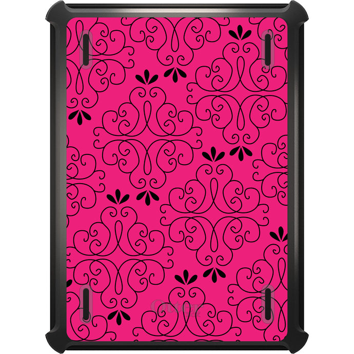 DistinctInk™ OtterBox Defender Series Case for Apple iPad / iPad Pro / iPad Air / iPad Mini - Neon Pink Black Floral Pattern