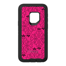 DistinctInk™ OtterBox Defender Series Case for Apple iPhone / Samsung Galaxy / Google Pixel - Neon Pink Black Floral Pattern