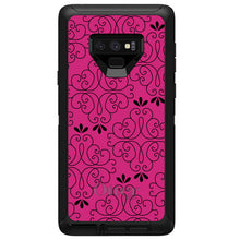 DistinctInk™ OtterBox Defender Series Case for Apple iPhone / Samsung Galaxy / Google Pixel - Neon Pink Black Floral Pattern