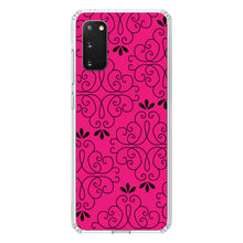 DistinctInk® Clear Shockproof Hybrid Case for Apple iPhone / Samsung Galaxy / Google Pixel - Neon Pink Black Floral Pattern