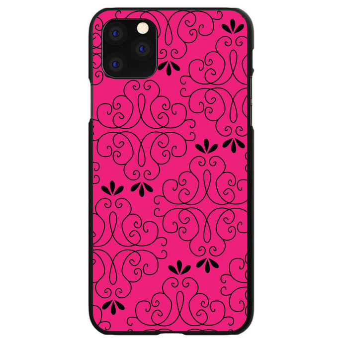DistinctInk® Hard Plastic Snap-On Case for Apple iPhone or Samsung Galaxy - Neon Pink Black Floral Pattern