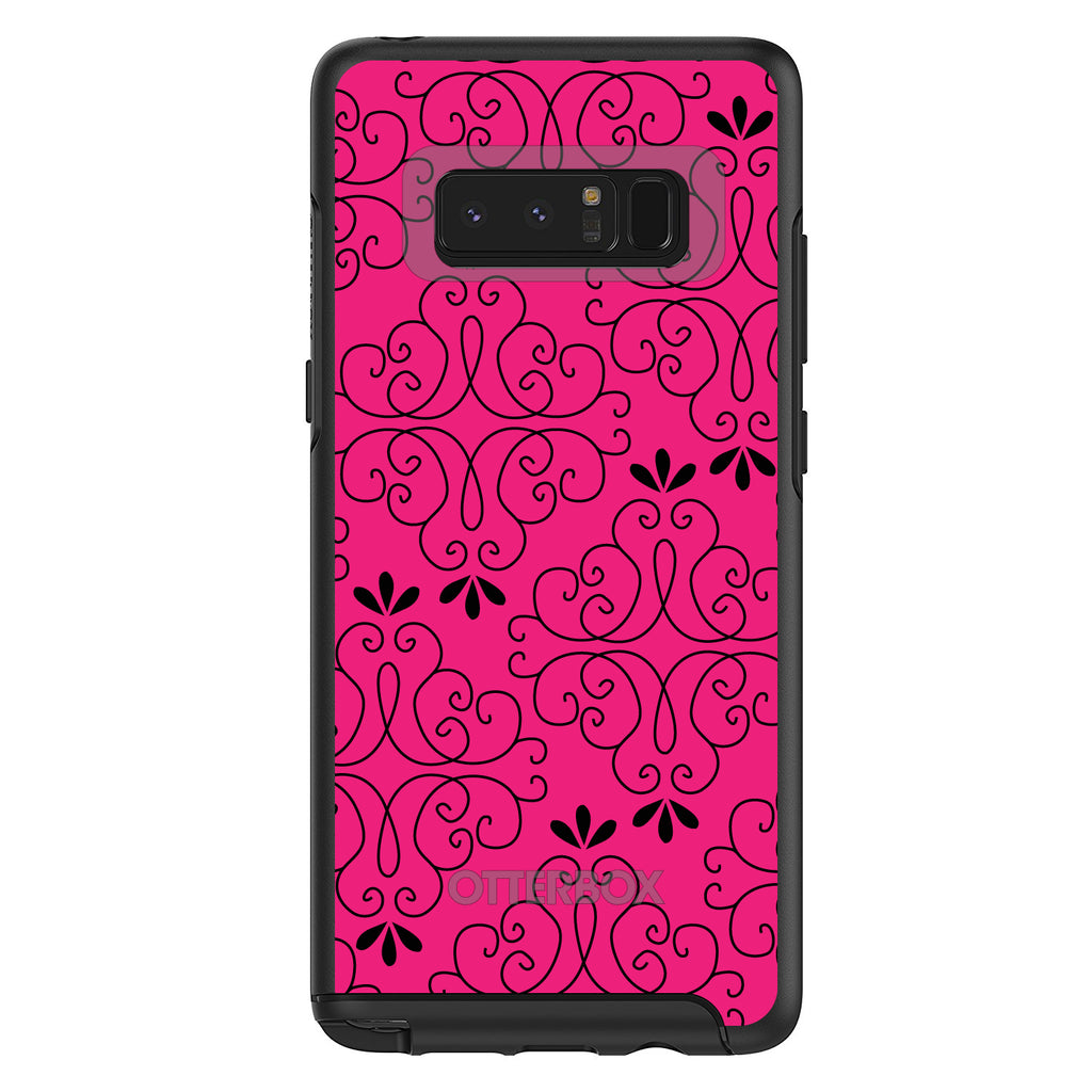 Neon Pink Black Floral Pattern OtterBox Symmetry Case for iPhone & Galaxy, view 14
