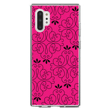 DistinctInk® Clear Shockproof Hybrid Case for Apple iPhone / Samsung Galaxy / Google Pixel - Neon Pink Black Floral Pattern