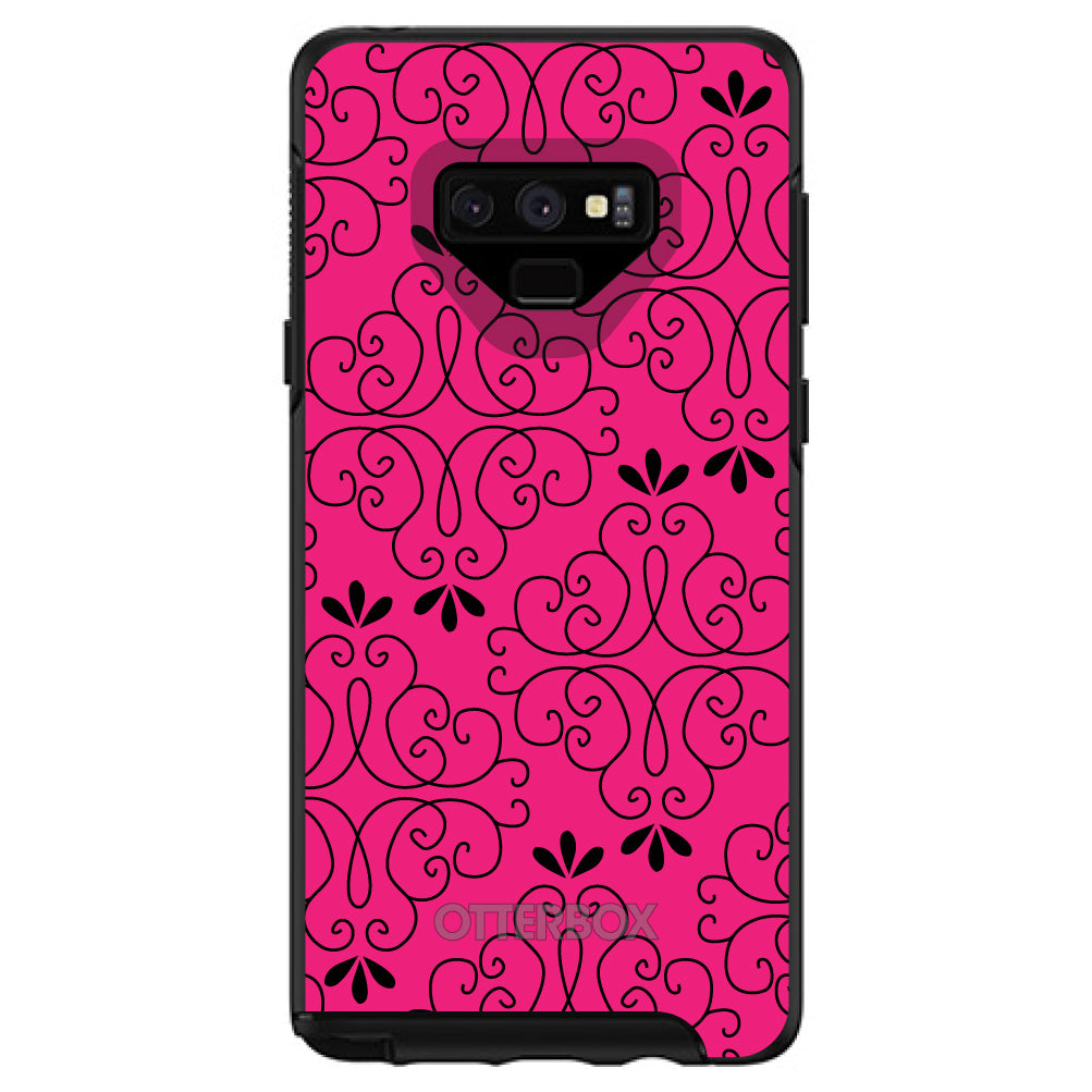 Neon Pink Black Floral Pattern OtterBox Symmetry Case for iPhone & Galaxy, view 13
