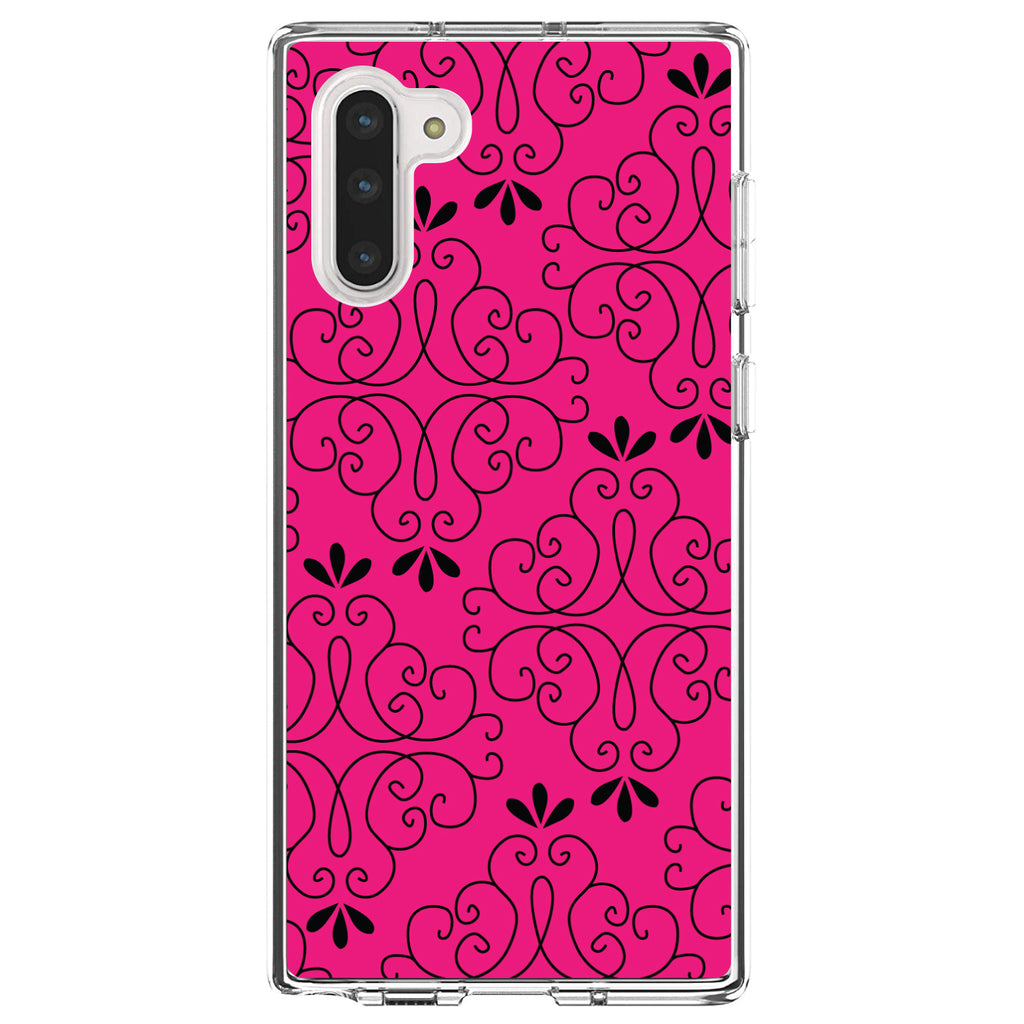 Neon Pink Black Floral Pattern Clear Shockproof iPhone Case, view 9