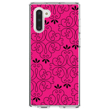 DistinctInk® Clear Shockproof Hybrid Case for Apple iPhone / Samsung Galaxy / Google Pixel - Neon Pink Black Floral Pattern