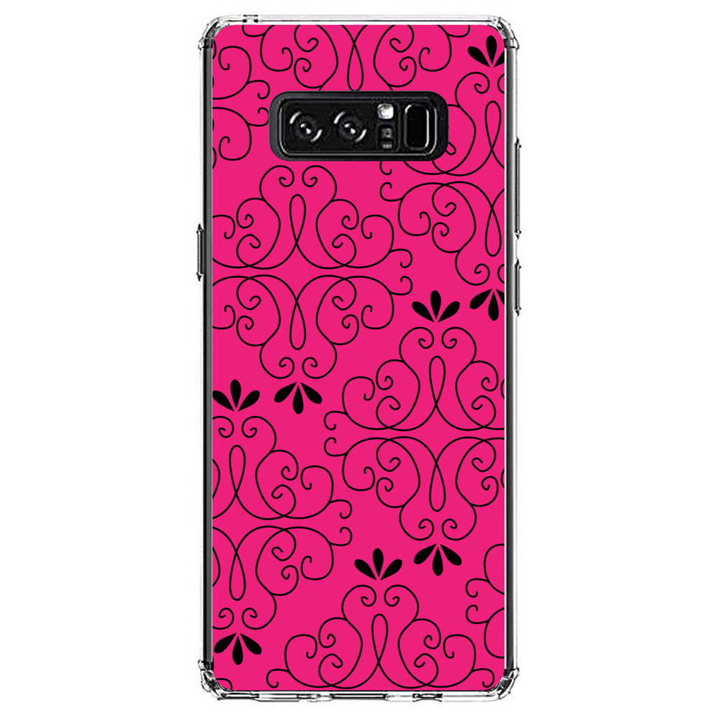 Neon Pink Black Floral Pattern Clear Shockproof iPhone Case, view 12