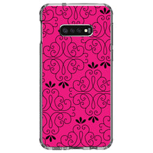 DistinctInk® Clear Shockproof Hybrid Case for Apple iPhone / Samsung Galaxy / Google Pixel - Neon Pink Black Floral Pattern