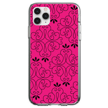 DistinctInk® Clear Shockproof Hybrid Case for Apple iPhone / Samsung Galaxy / Google Pixel - Neon Pink Black Floral Pattern