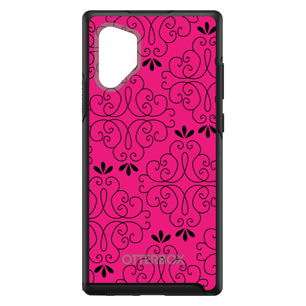 Neon Pink Black Floral Pattern OtterBox Symmetry Case for iPhone & Galaxy, view 12