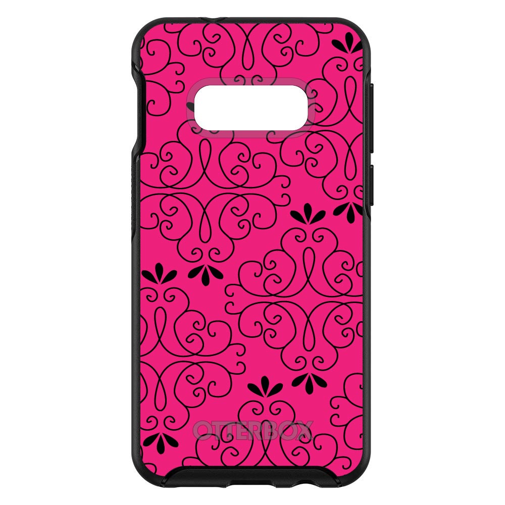Neon Pink Black Floral Pattern OtterBox Symmetry Case for iPhone & Galaxy, view 7