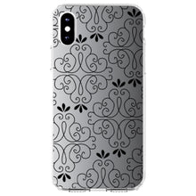 DistinctInk® Clear Shockproof Hybrid Case for Apple iPhone / Samsung Galaxy / Google Pixel - Black White Fade Black Floral Pattern