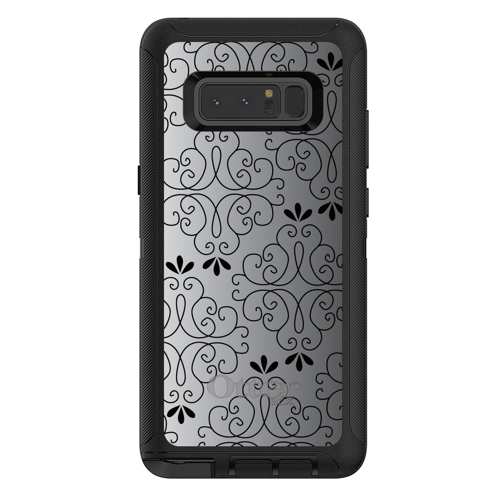 Black White Fade Black Floral Pattern OtterBox Defender Case for iPhone & Galaxy, view 17