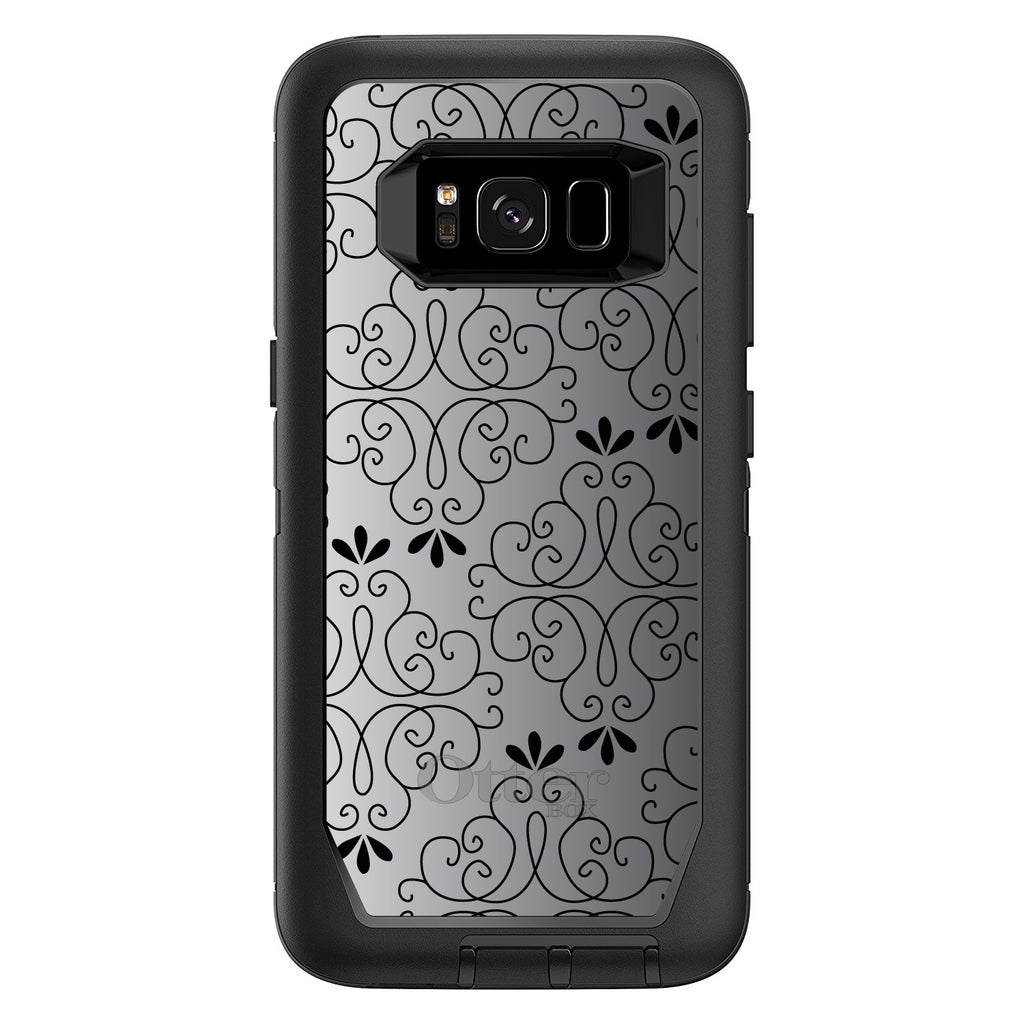 Black White Fade Black Floral Pattern OtterBox Defender Case for iPhone & Galaxy, view 12