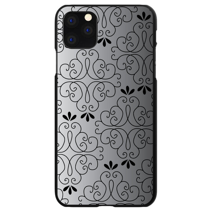 DistinctInk® Hard Plastic Snap-On Case for Apple iPhone or Samsung Galaxy - Black White Fade Black Floral Pattern