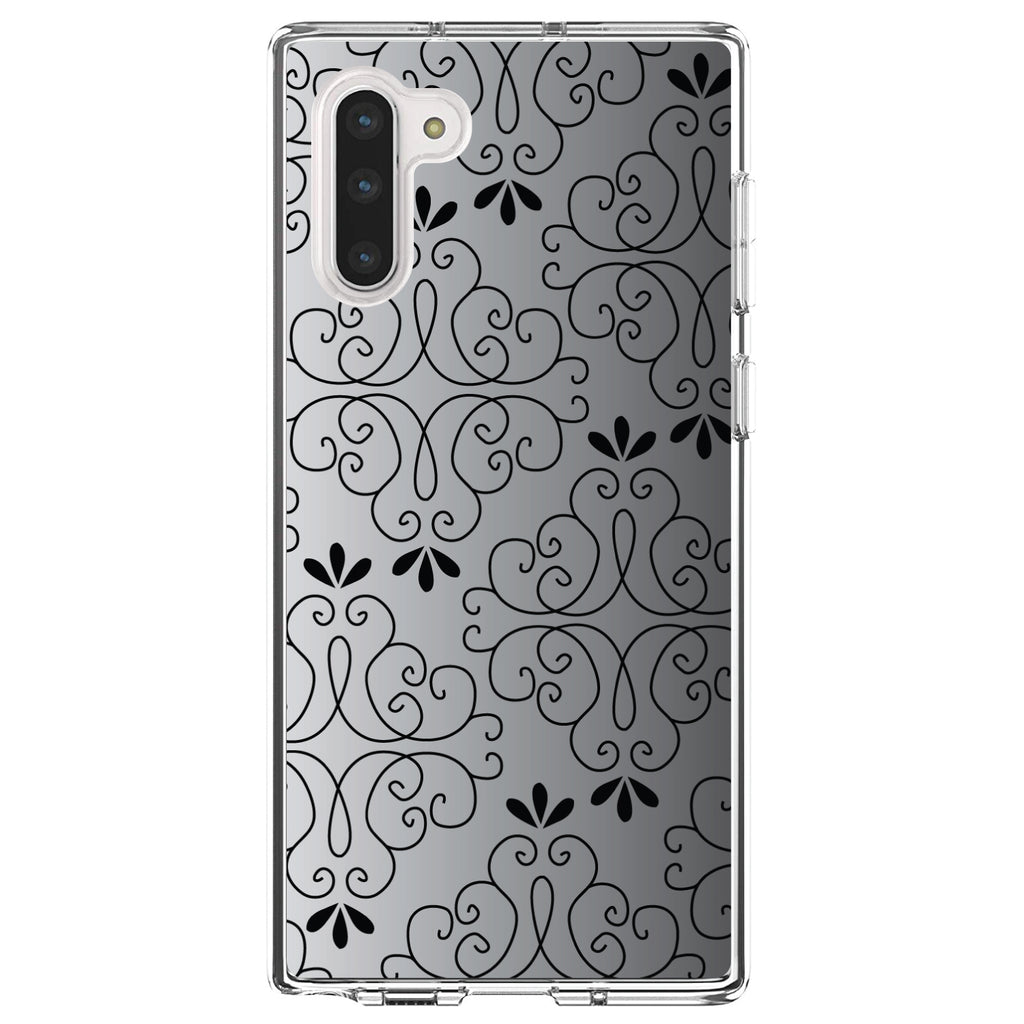 Black White Fade Black Floral Pattern Clear Shockproof iPhone Case, view 9