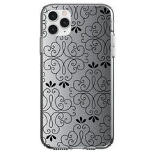 DistinctInk® Clear Shockproof Hybrid Case for Apple iPhone / Samsung Galaxy / Google Pixel - Black White Fade Black Floral Pattern