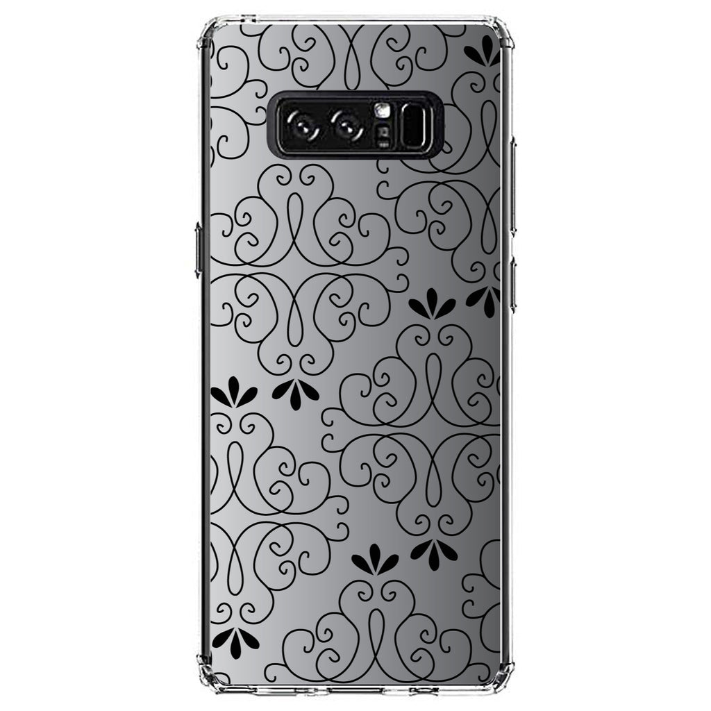 Black White Fade Black Floral Pattern Clear Shockproof iPhone Case, view 12