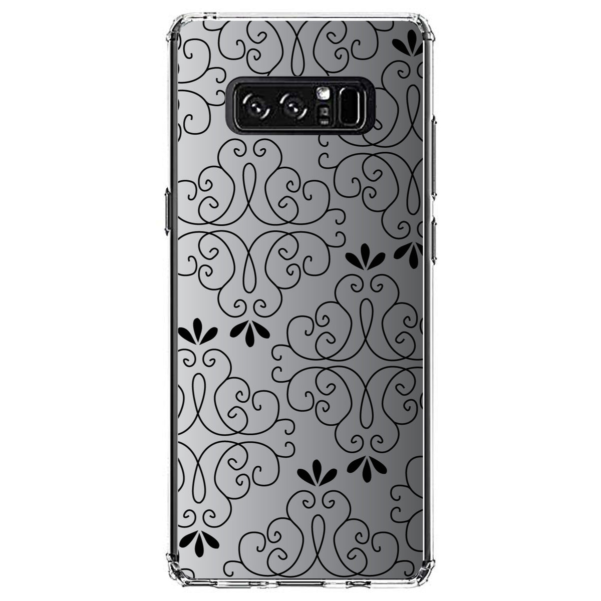 Black White Fade Black Floral Pattern Clear Shockproof iPhone Case, view 12