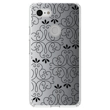 DistinctInk® Clear Shockproof Hybrid Case for Apple iPhone / Samsung Galaxy / Google Pixel - Black White Fade Black Floral Pattern