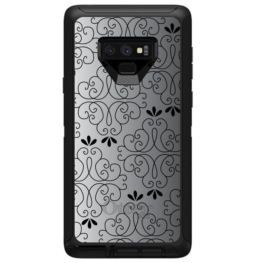 Black White Fade Black Floral Pattern OtterBox Defender Case for iPhone & Galaxy, view 16